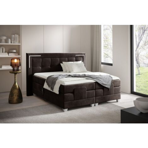 Boxspringbett Elektrisch Bett DORES 140x200cm in Stoff Fresh Dunkelbraun (1/2)