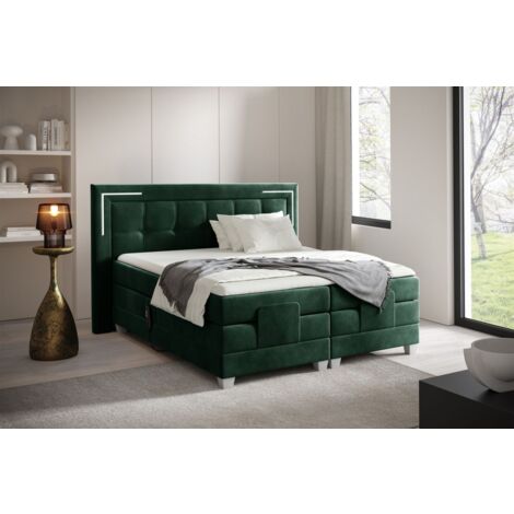Boxspringbett Elektrisch Bett DORES 180x200cm in Stoff Fresh Flaschengrün (1/2)