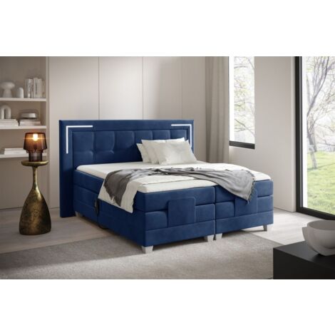 Boxspringbett Elektrisch Bett DORES 120x200cm in Stoff Fresh Dunkelblau (1/2)