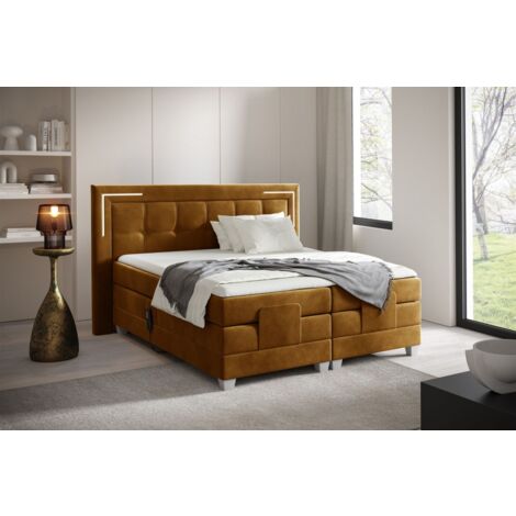 Boxspringbett Elektrisch Bett DORES 120x200cm in Stoff Fresh Senfgelb (1/2)