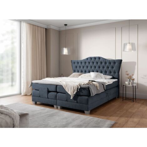 Boxspringbett Elektrisch Bett FAUSTO 120x200cm in Stoff Wind Dunkelblau (1/5)