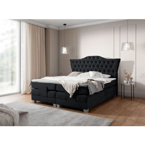 Boxspringbett Elektrisch Bett FAUSTO 140x200cm in Stoff Wind Schwarz (1/5)