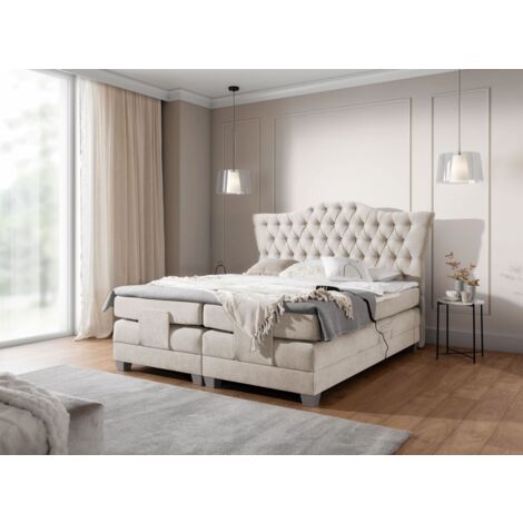 Boxspringbett Elektrisch Bett FAUSTO 140x200cm in Stoff Wind Beige (1/5)