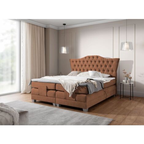 Boxspringbett Elektrisch Bett FAUSTO 160x200cm in Stoff Wind Rostbraun (1/5)