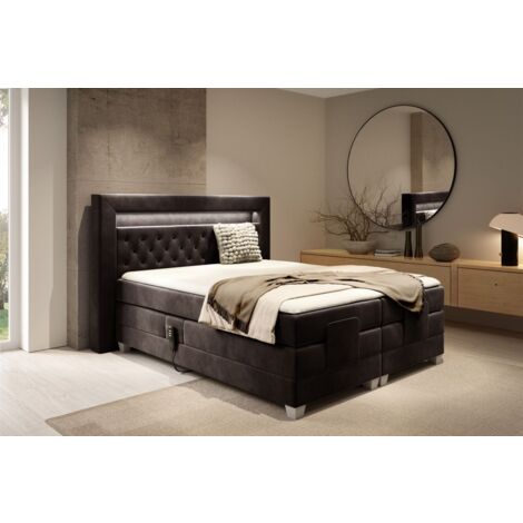 Boxspringbett Elektrisch Bett ARMANDO 160x200cm in Stoff Fresh Dunkelbraun (1/4)