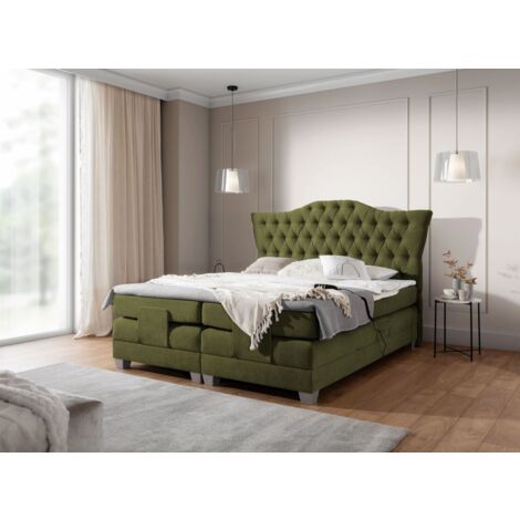 Boxspringbett Elektrisch Bett FAUSTO 140x200cm in Stoff Wind Grün (1/5)