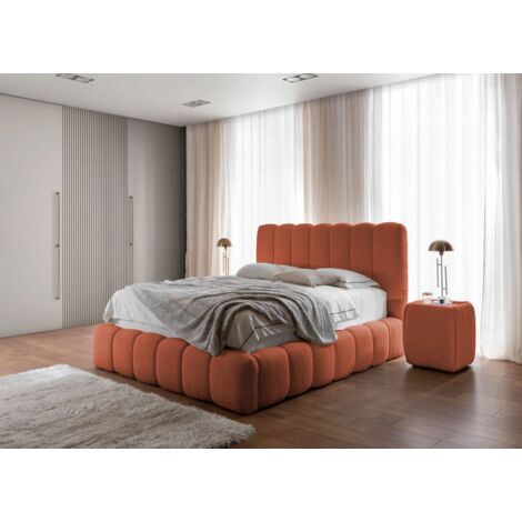 Polsterbett Doppelbett Set.3 CARSON 140x200cm Stoff Catch Me Rostbraun (1/5)