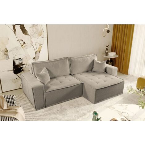 Ecksofa Schlafsofa FLOSI Stoff Raven Taupe Ottomane Rechts (1/5)