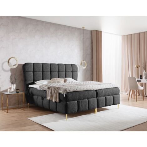 Boxspringbett Schlafzimmerbett GRAZIA 160x200cm Stoff Corbett Schwarz (1/5)