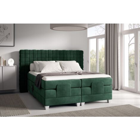 Boxspringbett Elektrisch Bett VIDAL 140x200cm in Stoff Fresh Flaschengrün (1/2)