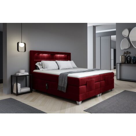 Boxspringbett Elektrisch Bett DAVIDE 160x200cm in Stoff Fresh Rot (1/2)