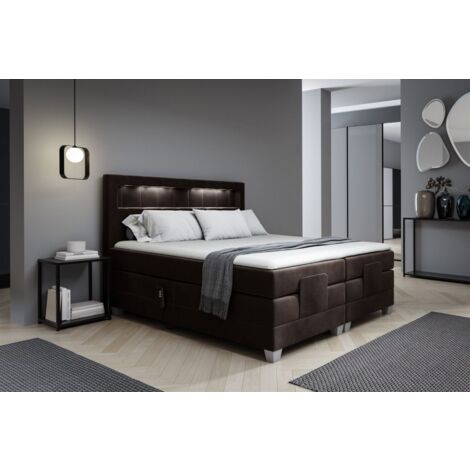 Boxspringbett Elektrisch Bett DAVIDE 180x200cm in Stoff Fresh Dunkelbraun (1/2)