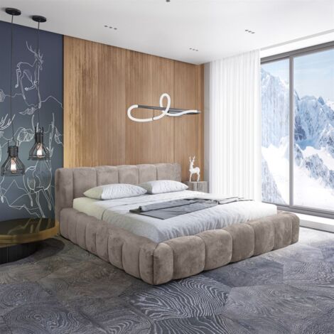 Polsterbett Doppelbett HAILEY 180x200cm in Stoff Tender Way Graubeige (1/5)