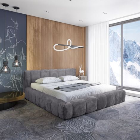 Polsterbett Doppelbett HAILEY 160x200cm in Stoff Tender Way Grau (1/5)