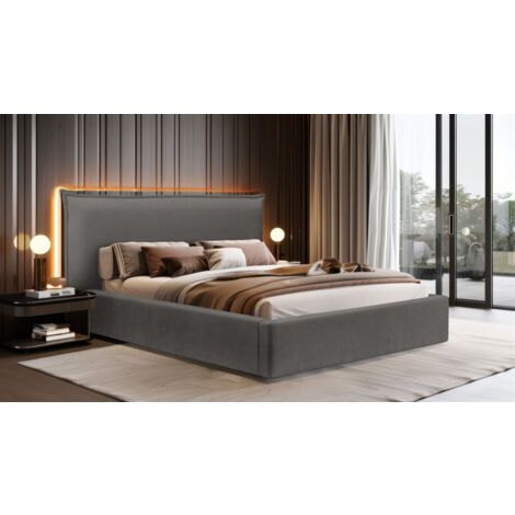 Polsterbett Doppelbett Bett AMADA 180x200cm Komplettset in Stoff Ditra Anthrazit (1/5)