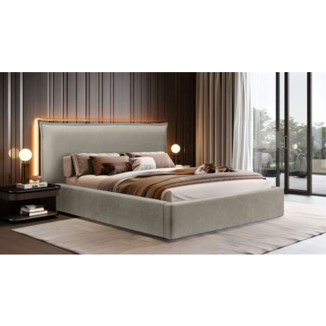 Polsterbett Doppelbett Bett AMADA 180x200cm in Stoff Ditra Graubeige (1/5)