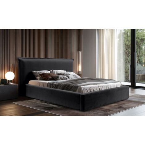 Polsterbett Doppelbett Bett AMADA 180x200cm in Stoff Pop Schwarz (1/5)