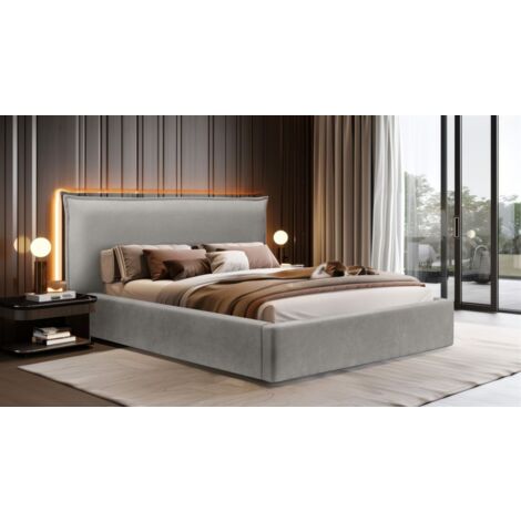 Polsterbett Doppelbett Bett AMADA 160x200cm in Stoff Ditra Grau (1/5)
