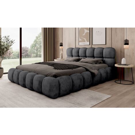 Polsterbett Bett AURELIA 140x200cm in Stoff Aprodite Schwarz (1/4)