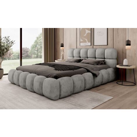 Polsterbett Bett AURELIA 160x200cm in Stoff Aprodite Aschgrau (1/4)
