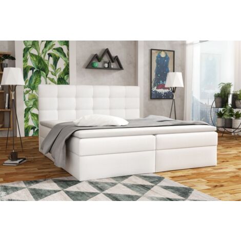Boxspringbett Schlafzimmerbett DORIANO 140x200cm Kunstleder Soft Weiß (1/2)