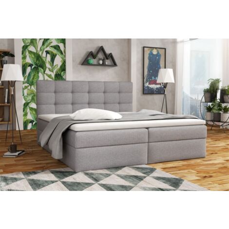Boxspringbett Schlafzimmerbett DORIANO 200x200cm Stoff Sawana Grau (1/2)