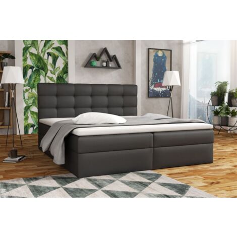 Boxspringbett Schlafzimmerbett DORIANO 160x200cm Kunstleder Soft Schwarz (1/2)