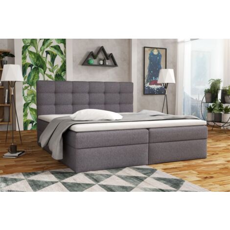 Boxspringbett Schlafzimmerbett DORIANO 160x200cm Stoff Sawana Dunkelgrau (1/2)