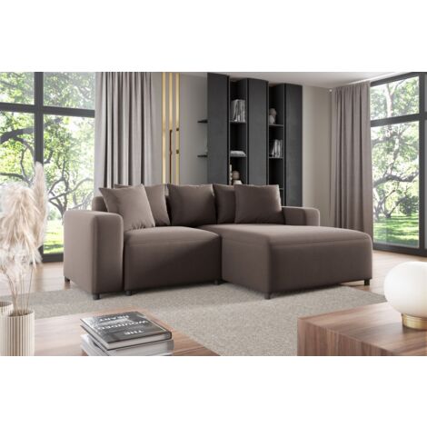 Ecksofa Designersofa Sofa MEGAN XS in Stoff Salvador Braun Ottomane Rechts (1/2)