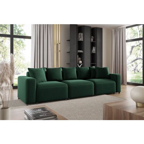 Sofa Designersofa Bigsofa MEGAN 3-Sitzer in Stoff Salvador Dunkelgrün (1/3)