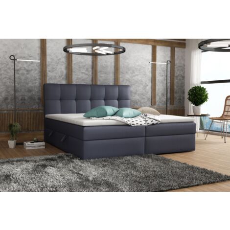 Boxspringbett Schlafzimmerbett ARTURO 140x200cm Kunstleder Soft Anthrazit (1/2)
