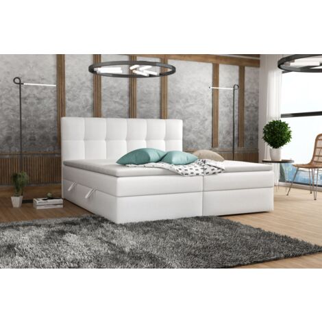 Boxspringbett Schlafzimmerbett ARTURO 180x200cm Kunstleder Soft Weiß (1/2)