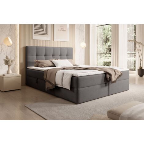 Boxspringbett Schlafzimmerbett ARTURO 180x200cm Stoff Freya Grafit (1/4)