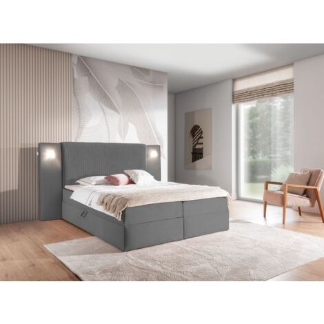 Boxspringbett Bett MARTEN 140x200cm Set.1 in Stoff Magic Velvet Dunkelgrau (1/3)