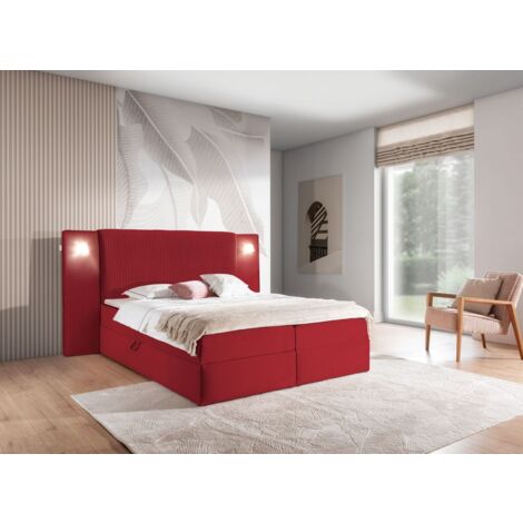 Boxspringbett Bett MARTEN 180x220cm Set.1 in Stoff Magic Velvet Rot (1/3)