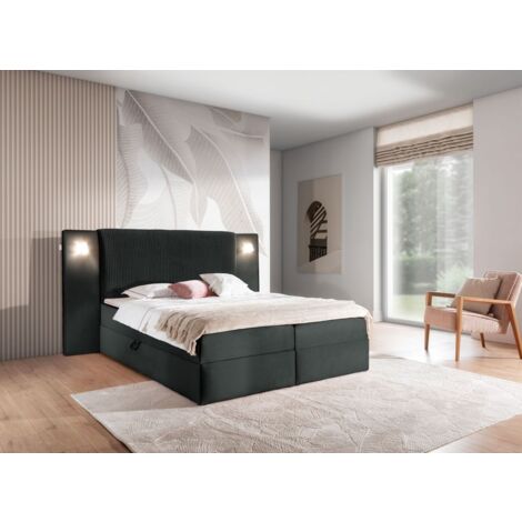 Boxspringbett Bett MARTEN 140x200cm Set.1 in Stoff Magic Velvet Schwarz (1/3)