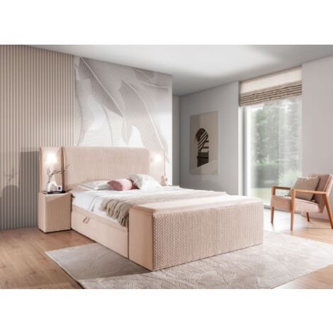 Boxspringbett Bett MARTEN 120x200cm Set.4 in Stoff Magic Velvet Hellrosa (1/5)