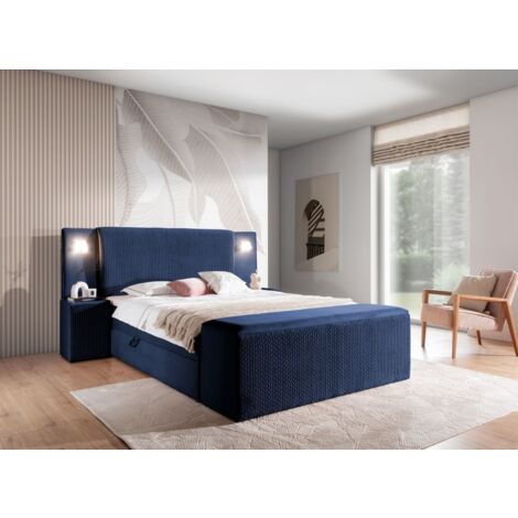 Boxspringbett Bett MARTEN 120x200cm Set.4 in Stoff Magic Velvet Dunkelblau (1/5)