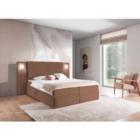 Boxspringbett Bett MARTEN 120x200cm Set.2 in Stoff Magic Velvet Braun (1/4)