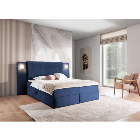 Boxspringbett Bett MARTEN 120x200cm Set.1 in Stoff Magic Velvet Dunkelblau (1/3)