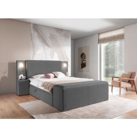Boxspringbett Bett MARTEN 120x200cm Set.4 in Stoff Magic Velvet Dunkelgrau (1/5)