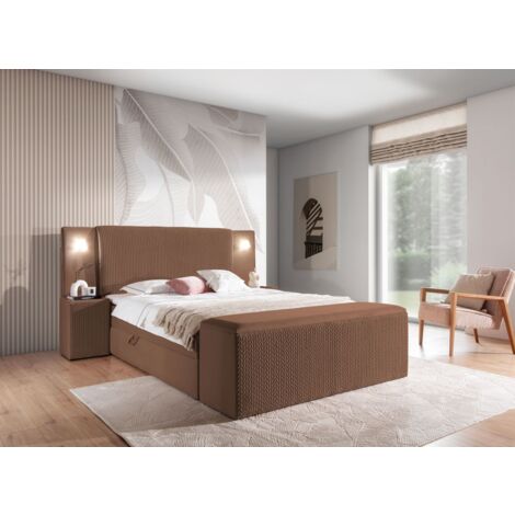 Boxspringbett Bett MARTEN 120x200cm Set.4 in Stoff Magic Velvet Braun (1/5)