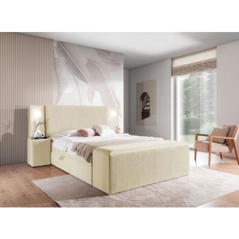 Boxspringbett Bett MARTEN 120x200cm Set.4 in Stoff Magic Velvet Creme (1/5)
