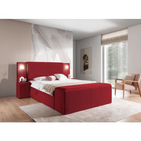 Boxspringbett Bett MARTEN 120x200cm Set.2 in Stoff Magic Velvet Rot (1/4)