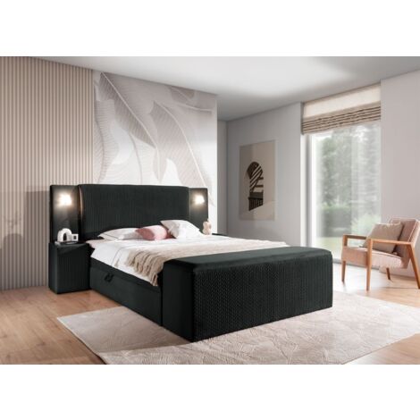 Boxspringbett Bett MARTEN 140x220cm Set.2 in Stoff Magic Velvet Schwarz (1/4)