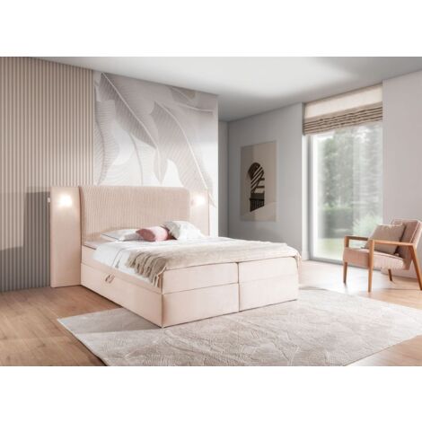 Boxspringbett Bett MARTEN 180x200cm Set.1 in Stoff Magic Velvet Hellrosa (1/3)