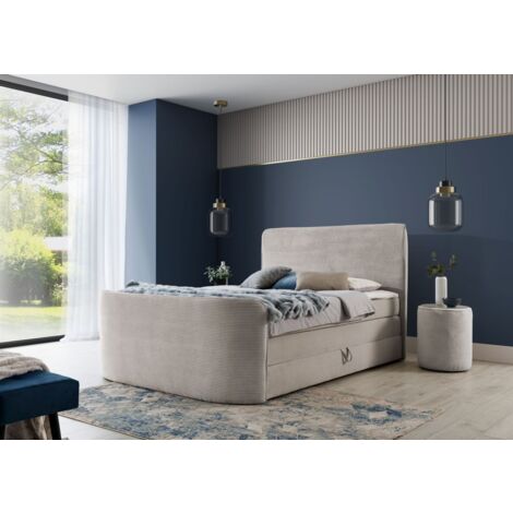 Boxspringbett Schlafzimmerbett BODY 180x200cm in Stoff Beige inkl. Bettkasten (1/4)
