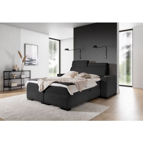 Boxspringbett Bett NESTOR 160x200cm Set.1 in Stoff Dress Me Schwarz (1/5)