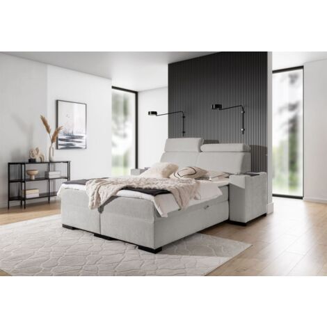 Boxspringbett Bett NESTOR 120x200cm Set.2 in Stoff Dress Me Silbergrau (1/5)