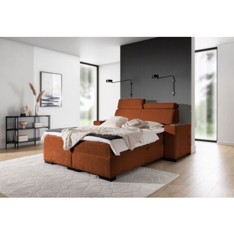 Boxspringbett Bett NESTOR 180x200cm Set.2 in Stoff Dress Me Rostbraun (1/5)